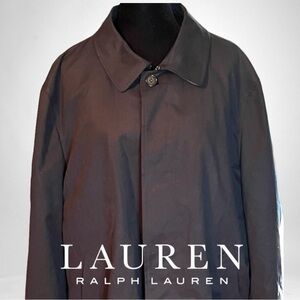 LAUREN Ralph Lauren Men's Black Spread Collar Shirt Raincoat Coat Jacket Sz 46R